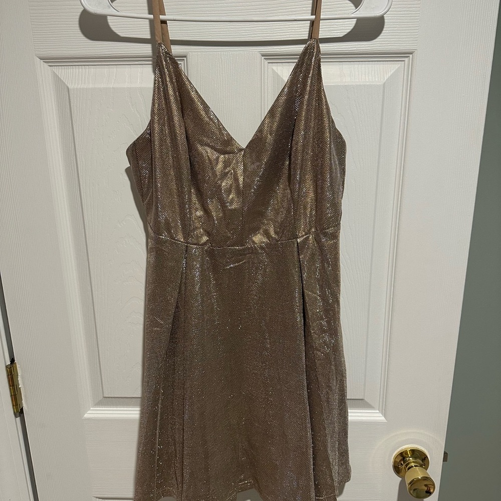 Lulu's Brown Slip Mini Dress Spaghetti Strap V-Neck